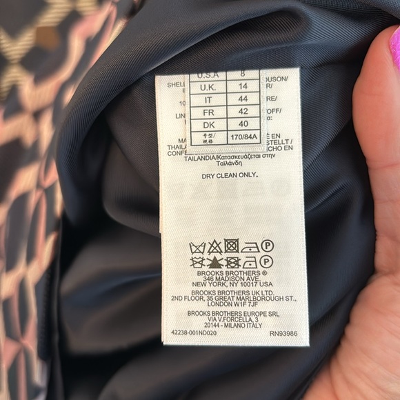 Brooks Brothers Women’s Navy & Brown Geometric Star Print Dress Sz 8 Italy NWOT - Picture 11 of 14